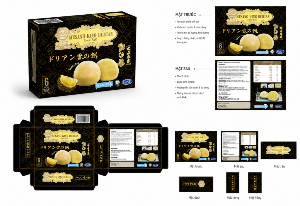Thiết kế hộp bánh Mochi Sầu Riêng Musanking